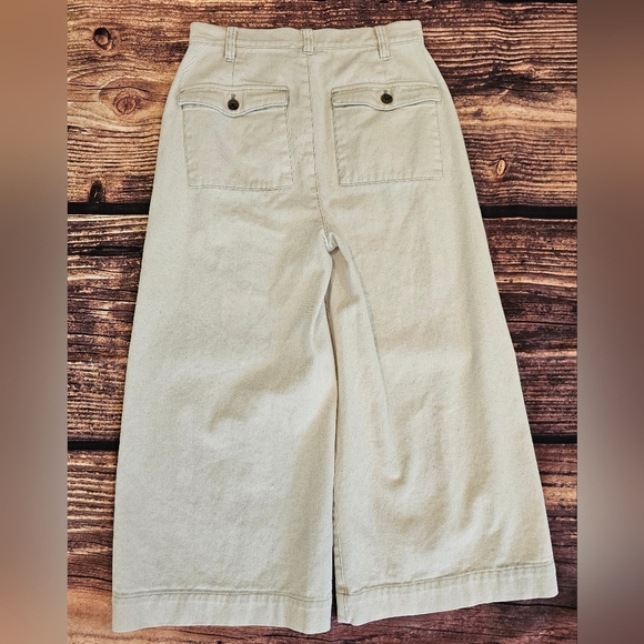 J. Crew Women's Size 25 Hi-Rise Wide Leg Crop 20 inch Natural Cream Pants - Picture 2 of 9